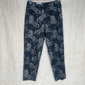Equestrian Designs Pants Womens S Gray All Over Horse Print Made in USA 90's